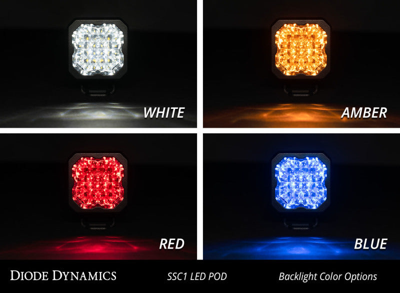 Diode Dynamics Stage Series C1 LED Pod Sport - White Wide Standard WBL (Pair)