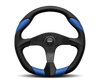 Momo Quark Steering Wheel 350 mm - Black Poly/Black Spokes/Blue Inserts