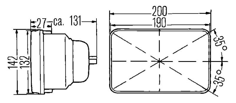 Hella Vision Plus 8in x 6in Sealed Beam Conversion Headlamp Kit (Legal in US for MOTORCYLCES ONLY)