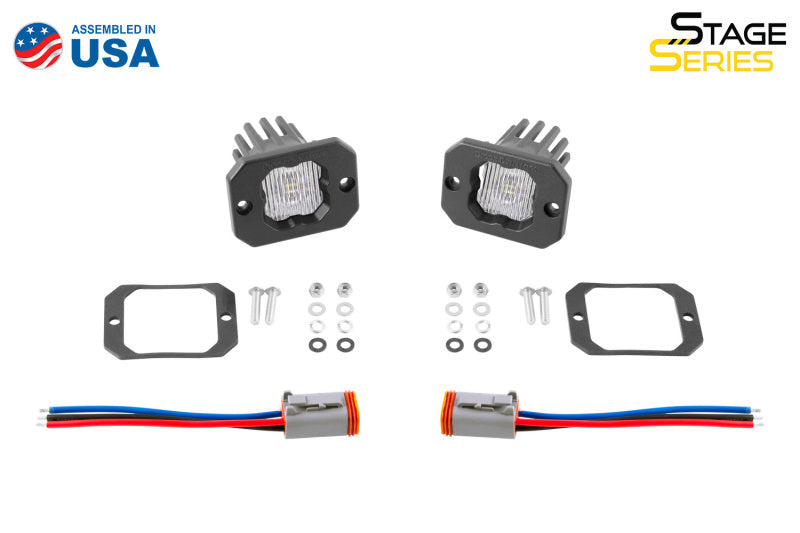 Diode Dynamics Stage Series C1 LED Pod - White SAE Fog Flush WBL (Pair)