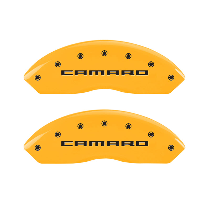 MGP 4 Caliper Covers Engraved Front & Rear Gen 5/Camaro Yellow finish black ch