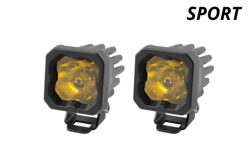 Diode Dynamics Stage Series C1 LED Pod Sport - Yellow Flood Standard ABL (Pair)