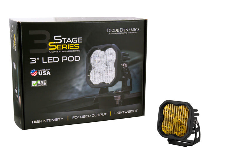 Diode Dynamics SS3 LED Pod Sport - Yellow SAE Fog Standard (Single)