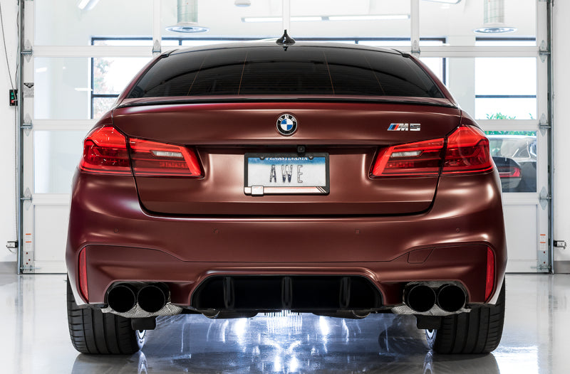 AWE Tuning 18-19 BMW M5 (F90) 4.4T AWD Cat-back Exhaust - Track Edition (Diamond Black Tips)