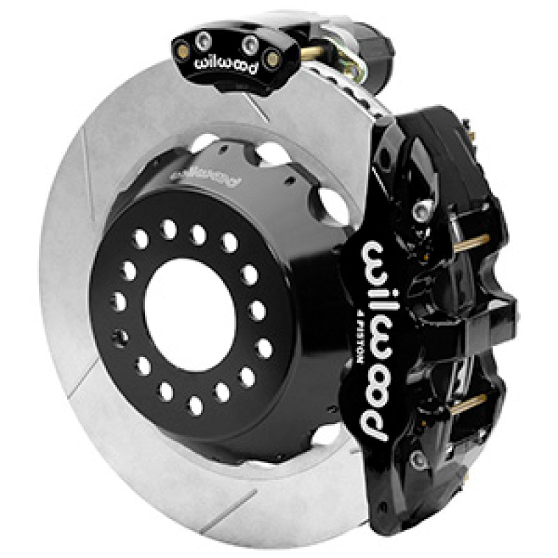 Wilwood AERO4 Big Brake Rear Electronic Parking Brake Kit - Black - Powder Coat Caliper - SLT Rotor