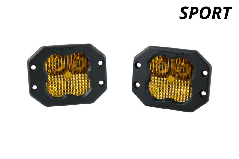 Diode Dynamics SS3 LED Pod Sport - Yellow SAE Fog Flush (Pair)